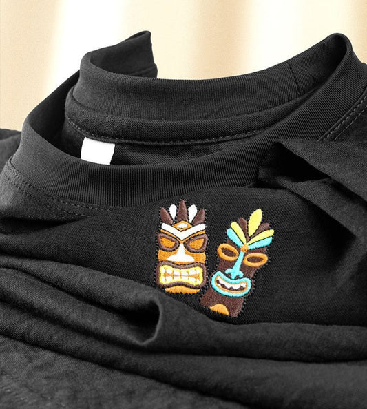 Premium Tribal Embroidered Logo Cotton T-Shirt