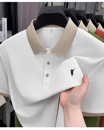 Premium Polo T-Shirt with Contrast Collar & Embroidered Logo